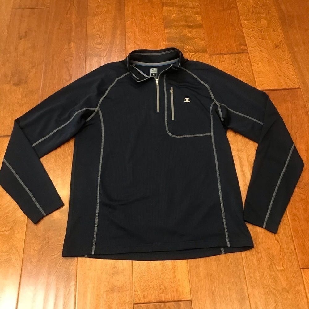 Champion Brand Knit Quarter Zip Sweater Gray and Black